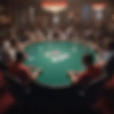 A high-stakes poker table filled with focused players