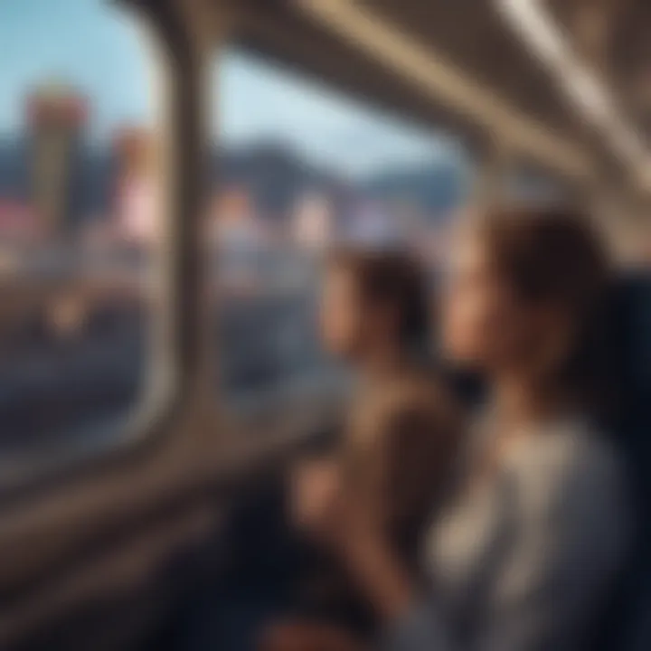 Passengers enjoying the view from the train windows