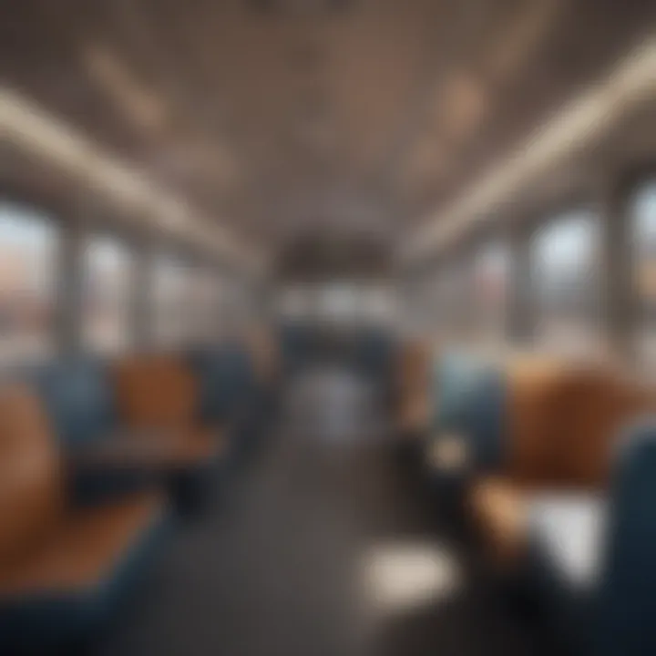 Interior of a train showcasing comfortable seating and modern design