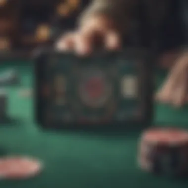 A digital representation of poker cards and chips on a smartphone screen