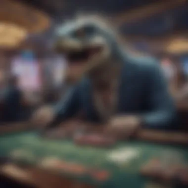 Illustration of the psychological effects of thematic casinos on players, integrating ocean motifs into gaming psychology.