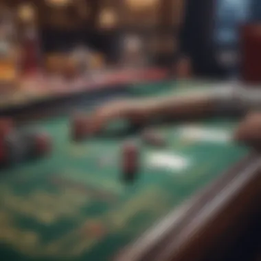 Baccarat table with cards and chips