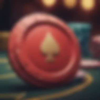 Close-up of a red poker chip symbolizing high stakes