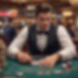 Casino dealer at a gaming table